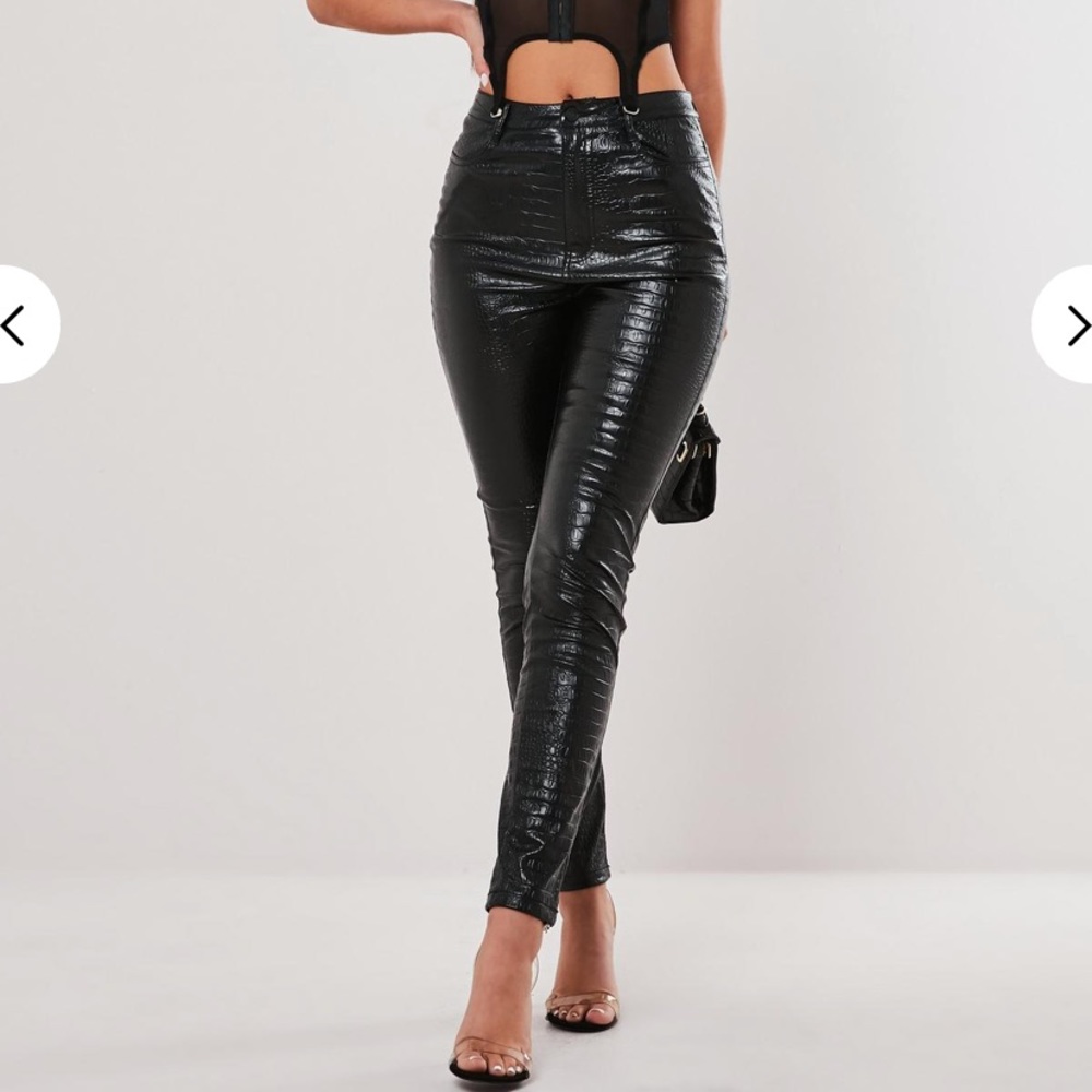 Missguided x Stassie Faux Leather Crocodile Pants